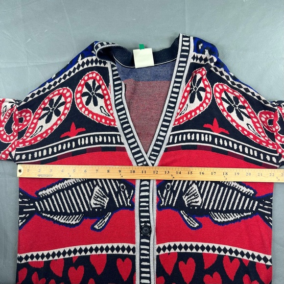 FARM Rio Navy Mixed Prints Knit Cardigan Oversized S - Picture 6 of 8
